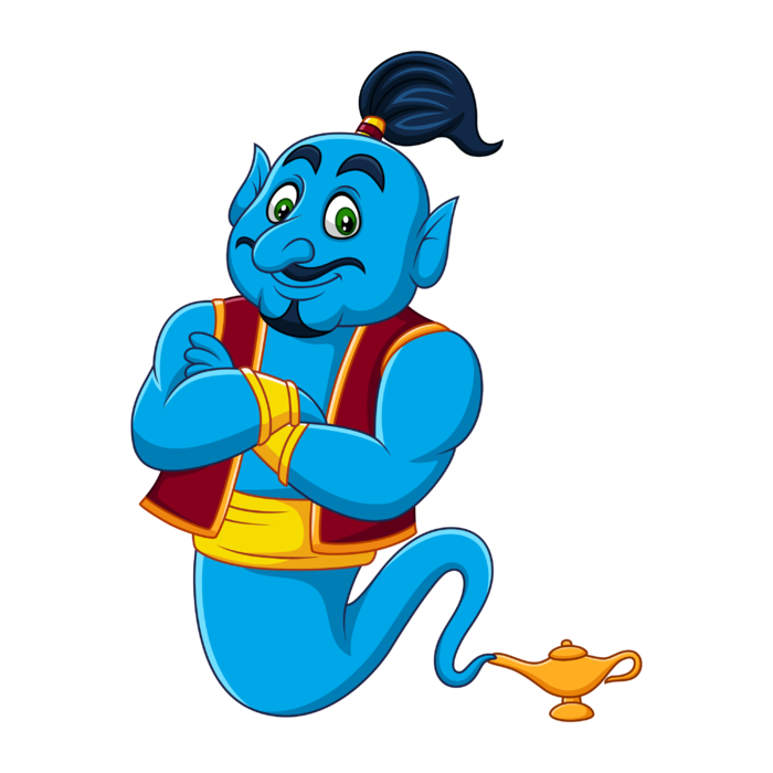 Cartoon-genie-coming-out-of-a-magic-lamp-on-transparent-background-PNG.png